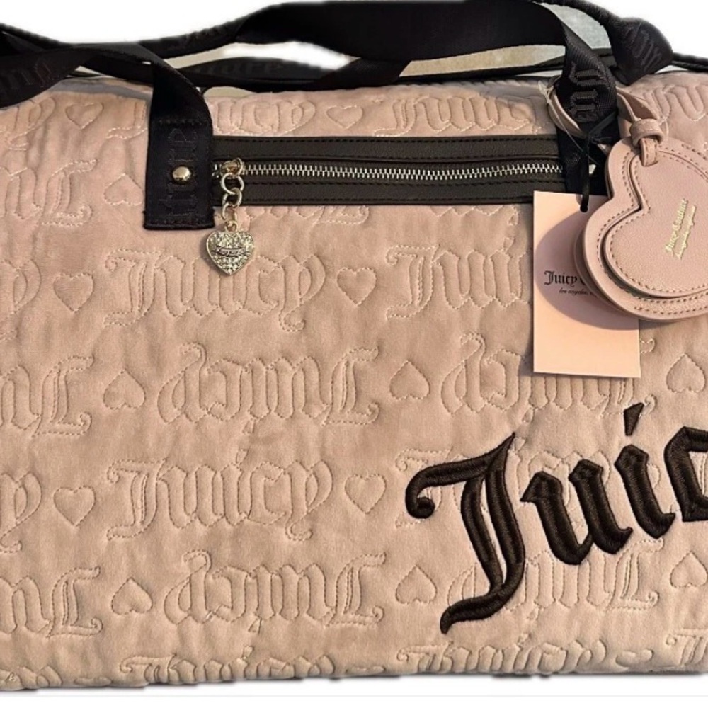Juicy Couture Beige Embossed Travel Bag